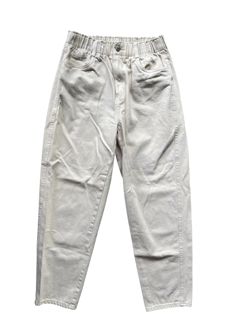 H&M Light Khaki 100% Cotton Elastic Waist Pants Size 6